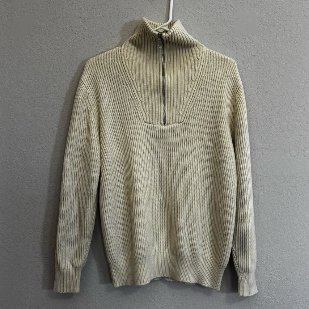 Zara Men's Beige Zip-Up Sweater
